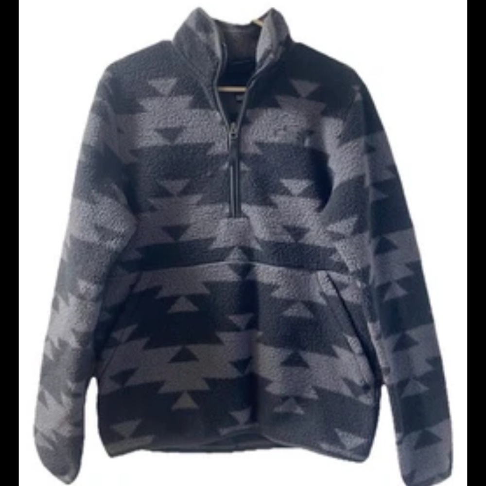 The Northface Aztec Fleece Pullover Black Grey Men’s Small 1/4 Zip north face